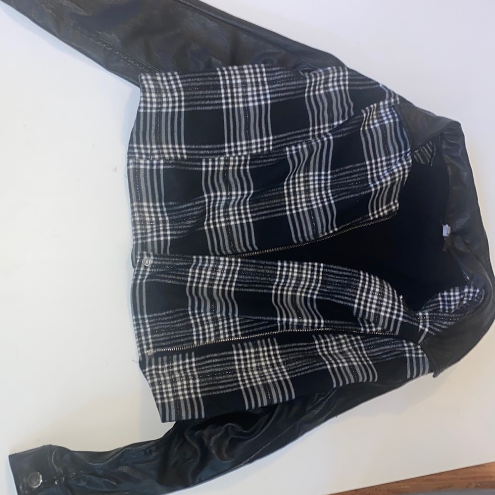 Plaid leather jacket